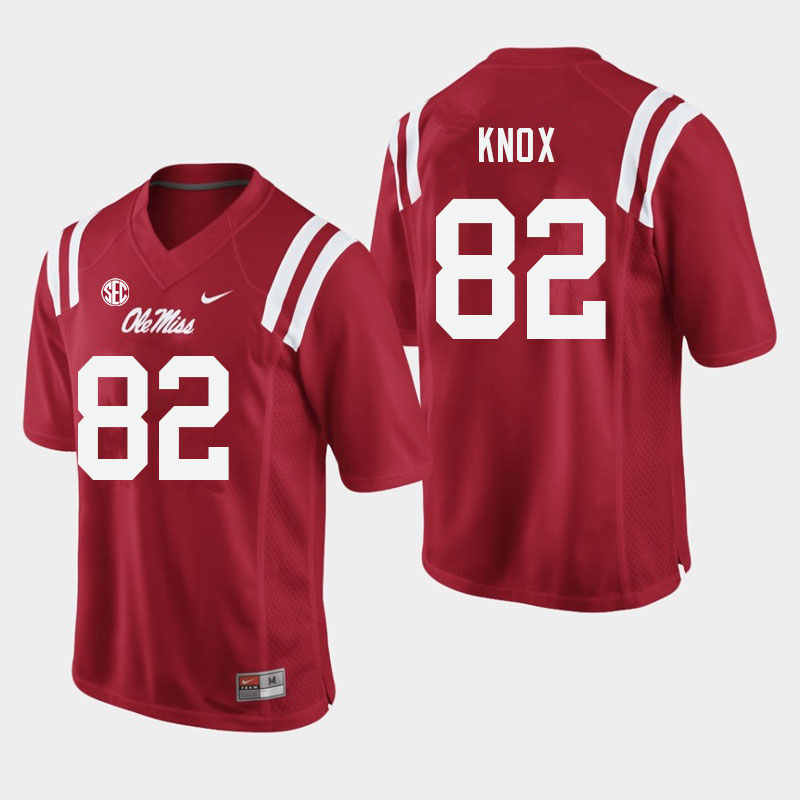 Luke Knox Ole Miss Rebels NCAA Men's Red #82 Stitched Limited College Football Jersey UNO4758SF